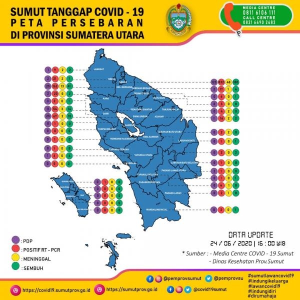 Peta Persebaran 24 Juni di Provinsi Sumatera Utara 